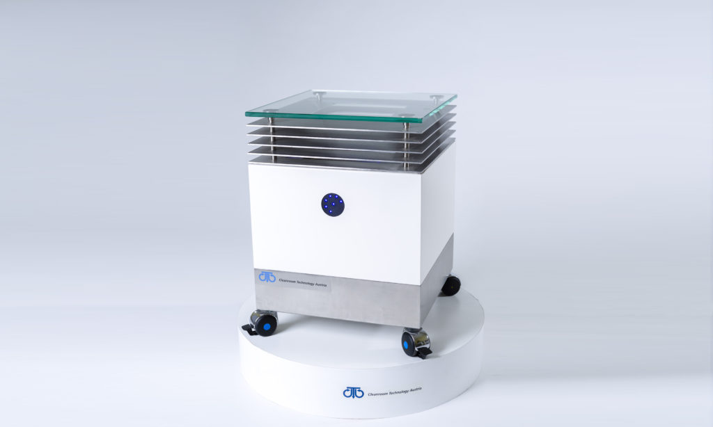 Umluftgerät für Bodenstellung bzw. Decken- od. Wandmontage: Airboy, Filter-Fan-Units, Schwebstoffdeckenauslass